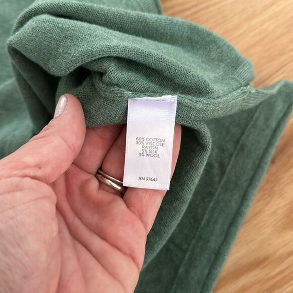 J. Jill Womens Green Knit Blouse Sz Large Silk Wool Casual Neutral Everydaywear - Picture 8 of 8